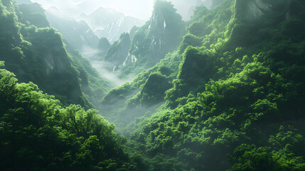 Surreal Green Valley Landscape
