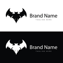 Simple black silhouette design bat logo illustration of a nighttime animal with a minimalist concept