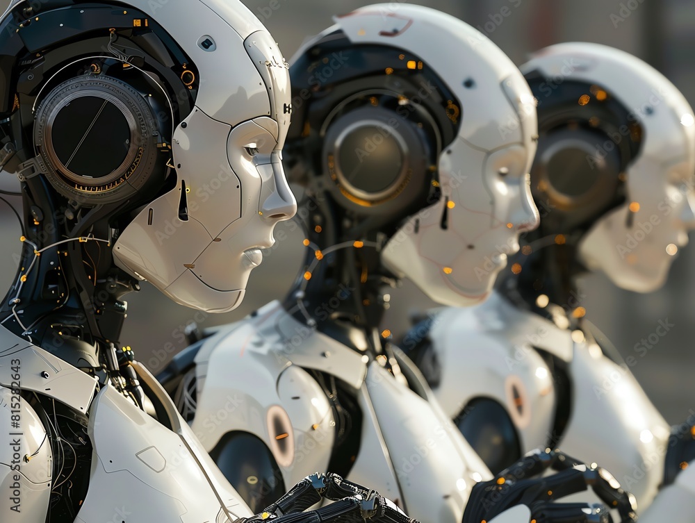 Poster group of robots lined up and staring forward