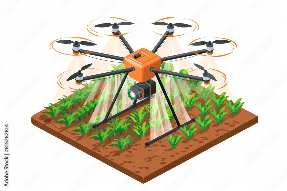 Poster advanced agriculture techniques use drones to enhance crop surveys and farm operations with modern t