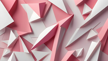 Abstract pink and white paper geometry composition banner background, Generative AI