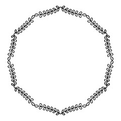 Hand drawn floral wreath, wreath circle flower frame