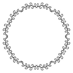 Hand drawn floral wreath, wreath circle flower frame