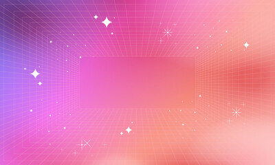 Gradient y2k background, Pastel Neon Holographic Mesh Gradient Abstract Background with Copy Space and Handdrawn Kawaii Y2K