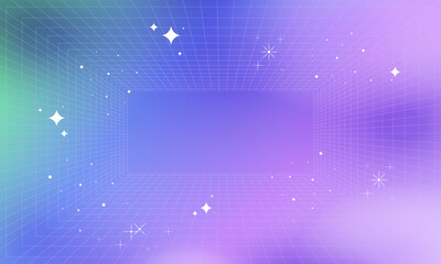 Gradient y2k background, Pastel Neon Holographic Mesh Gradient Abstract Background with Copy Space and Handdrawn Kawaii Y2K