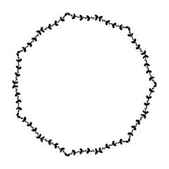 Hand drawn floral wreath, wreath circle flower frame