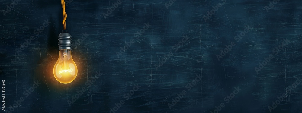 Poster a chalkboard background with an illuminated light bulb icon floating in the center, symbolizing idea