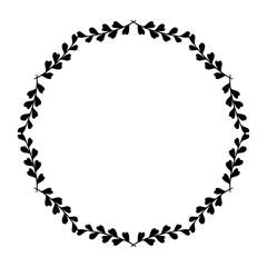 Hand drawn floral wreath, wreath circle flower frame