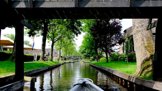 Boat ride in the village of Giethoorn.