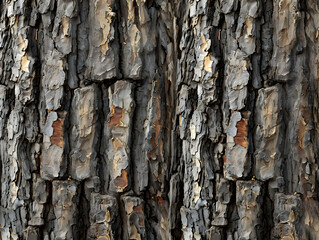 The bark of a tree is rough and has many holes. The bark is brown and has a lot of texture