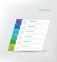 Infographic 6 options design elements for your business data. Vector Illustration.