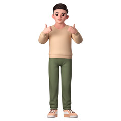 Man character showing thumbs up with both hands, 3D Character Illustration.