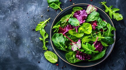 Nourish your body with a colorful salad featuring a variety of crisp greens, vibrant veggies, and lean proteins