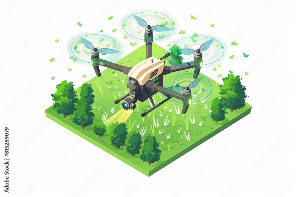 Poster agricultural drones and smart farming techniques utilize digital tools for advanced field management