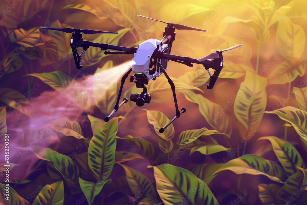 Poster cultivation in colorful vineyards managed by automated camera drones using smart industry drones for