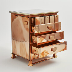 Copper Filing Cabinet with Invisible Compartments for Organized and Discreet Document Storage