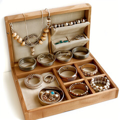 Mocha Jewelry Display with Hidden Layers for Elegant and Secure Storage