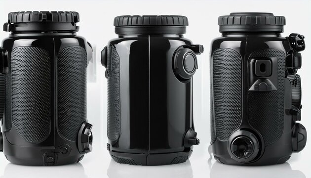 black plastic bottle cap camera, lens, isolated, photography, digital, photo, black, white, equipment, object, technology, slr, dslr, zoom, professional, film, optical, body, focus, photocamera, elect