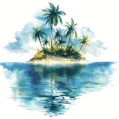 Naklejka premium Tropical Island On White Background