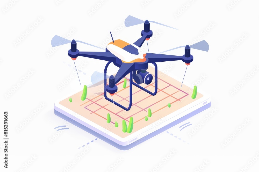 Poster farming and colorful vineyard management benefit from gray precision spraying by smart industry dron