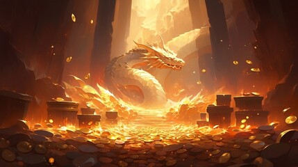 golden dragon with hoard