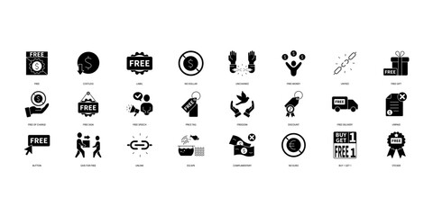 Free icons set. Set of editable stroke icons.Set of Free