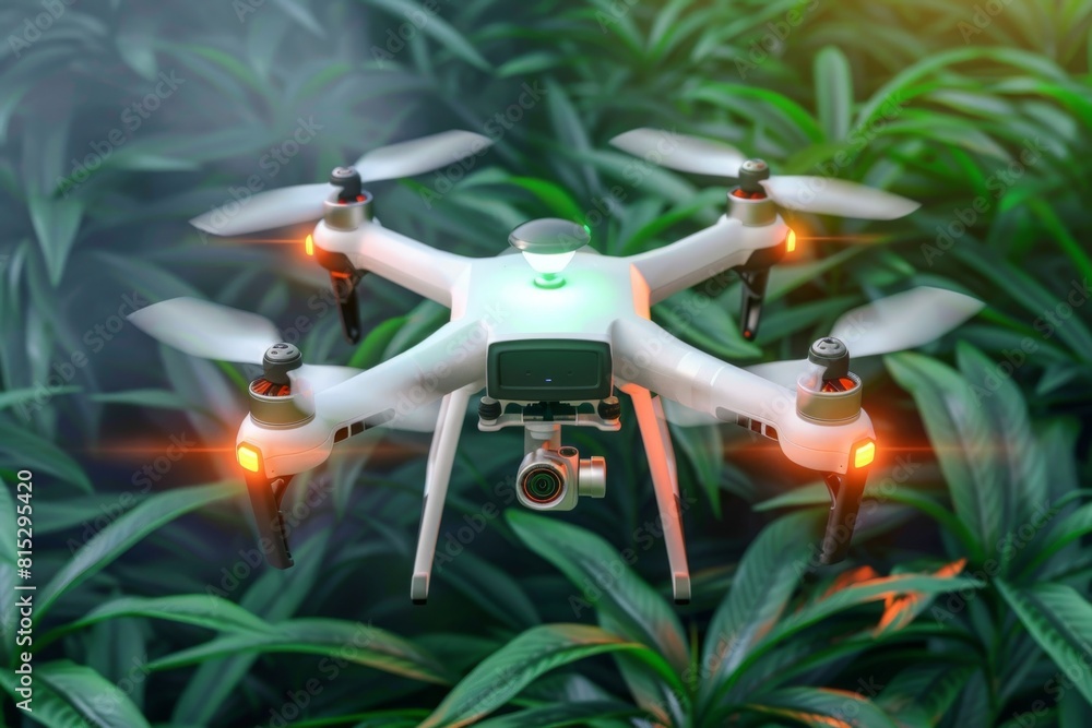 Poster smart farm operations utilize drones and robotic technology for precise pesticide application, strea