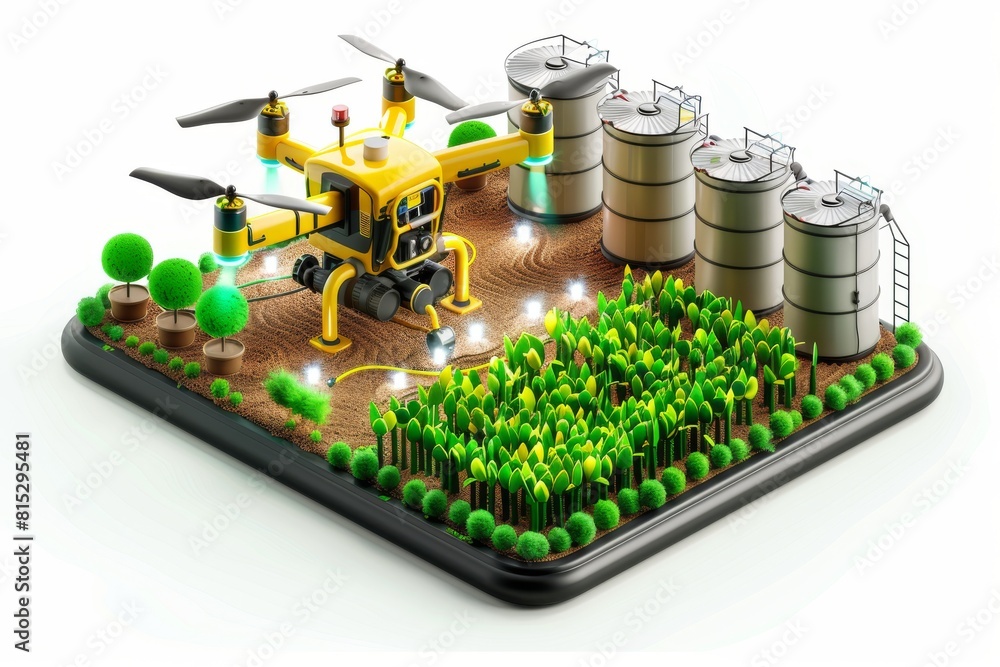 Poster agriculture integrates smart drones for robotic application, optimizing pesticide use and improving 
