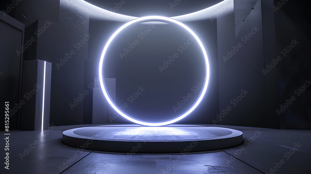 Poster podium background 3d light tech stage future platform game abstract. podium 3d background technology