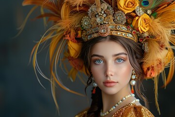 Dazzling Gold Attire: Baroque Empress in the Shadows