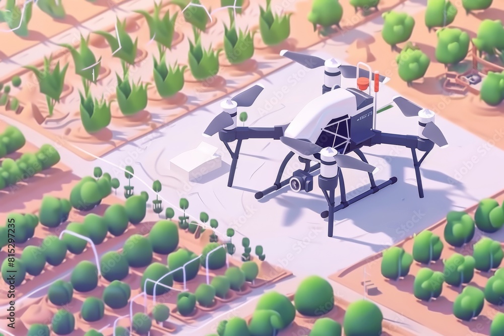 Poster advanced smart drones and robotic technology in agriculture enhance pesticide application, optimizin
