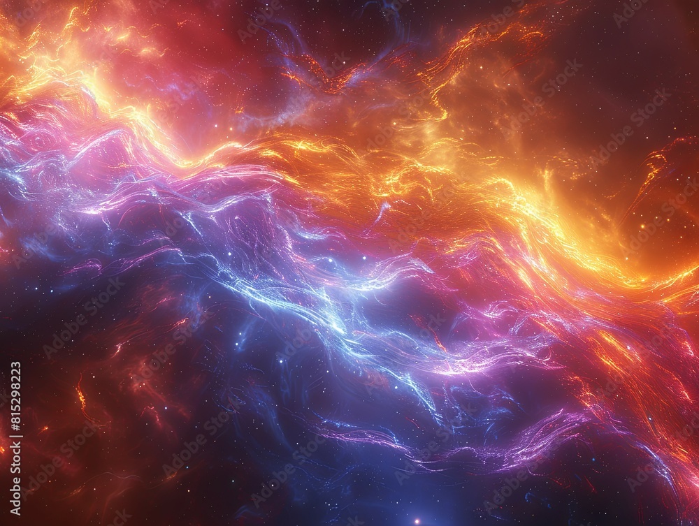 Poster cosmic nebula with vibrant colors and light - this high-resolution digital art captures the ethereal