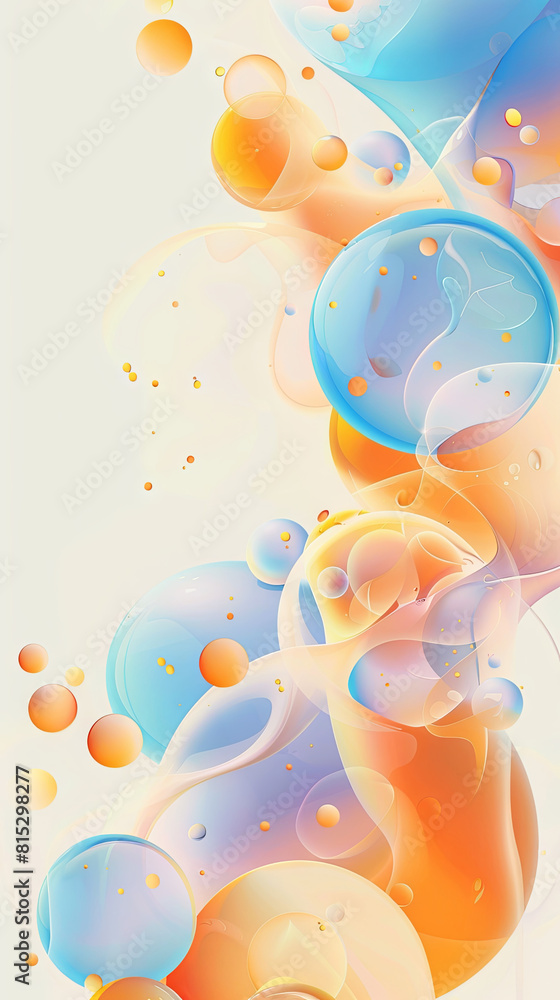 Poster abstract colorful bubbles floating upward - vibrant abstract design featuring translucent bubbles in