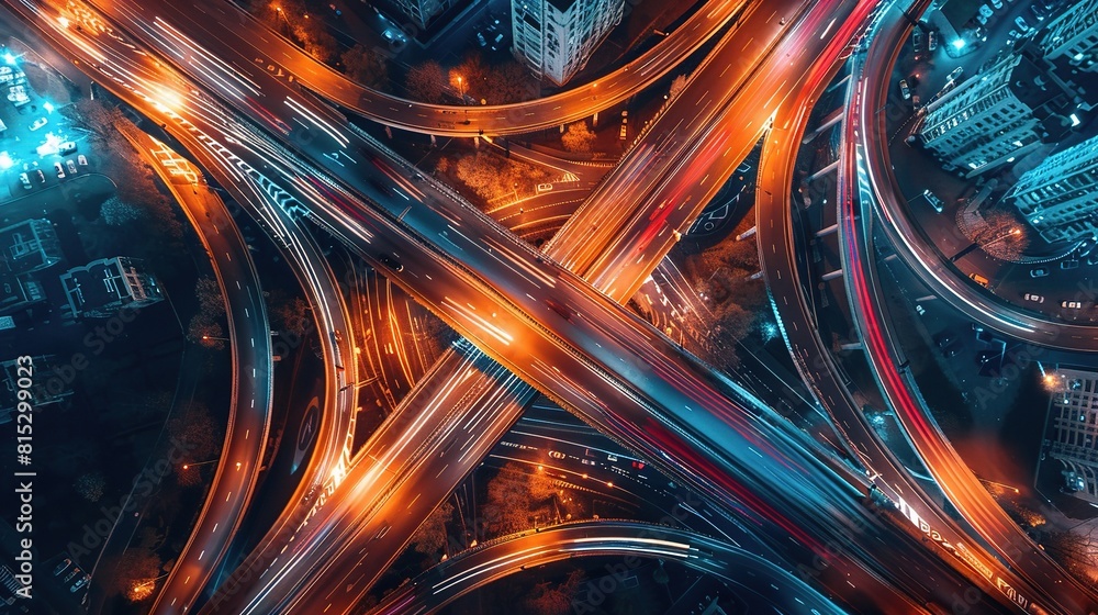 Poster highway intersections form a mesmerizing pattern of concrete and asphalt, as seen in this captivatin