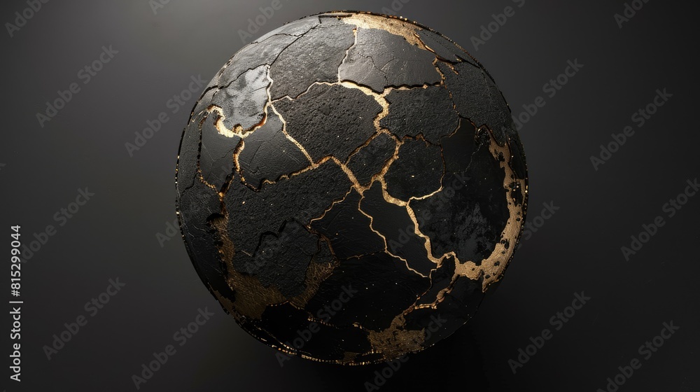 Poster a dynamic 3d rendering showcases abstract art featuring a damaged spherical earth moon or asteroid w
