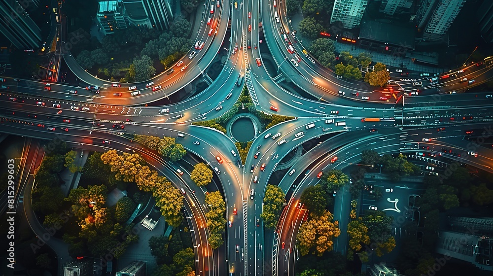 Poster highway intersections form a mesmerizing pattern of concrete and asphalt, as seen in this captivatin