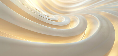 Obraz premium Overlapping curved bright cream glowing lines in a luxurious abstract design.