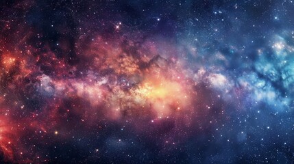 Fototapeta na wymiar Panorama view universe space shot of milky way galaxy with stars on a night sky background.