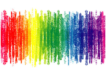 クレヨン・クレパスで描いた虹色カラフルフレーム背景