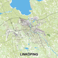 Linkoping, Sweden map poster art
