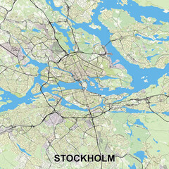 Stockholm, Sweden map poster art