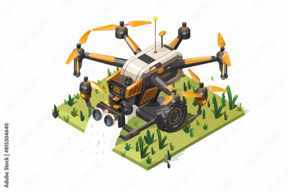 Poster unmanned drones deploy aerial spraying in agribusiness for robust crop protection, utilizing advance