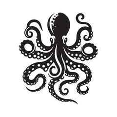 Octopus silhouette flat illustration.