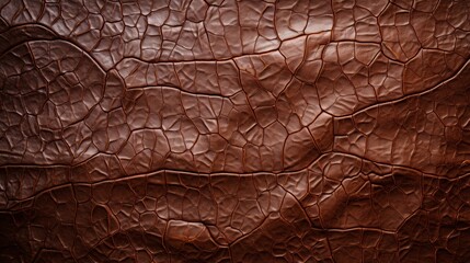 The image shows a close-up of a brown leather texture with visible wrinkles and pores.