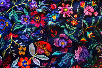 Fototapeta premium Floral pattern inspired in traditional cashmere embroidered shawls, perfect for backgrounds and textile designs.
