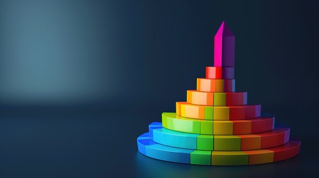 Probability distribution chart displaying the likelihood of outcomes in a colorful spectrum. 