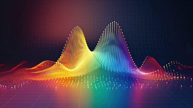 Probability distribution chart displaying the likelihood of outcomes in a colorful spectrum. 