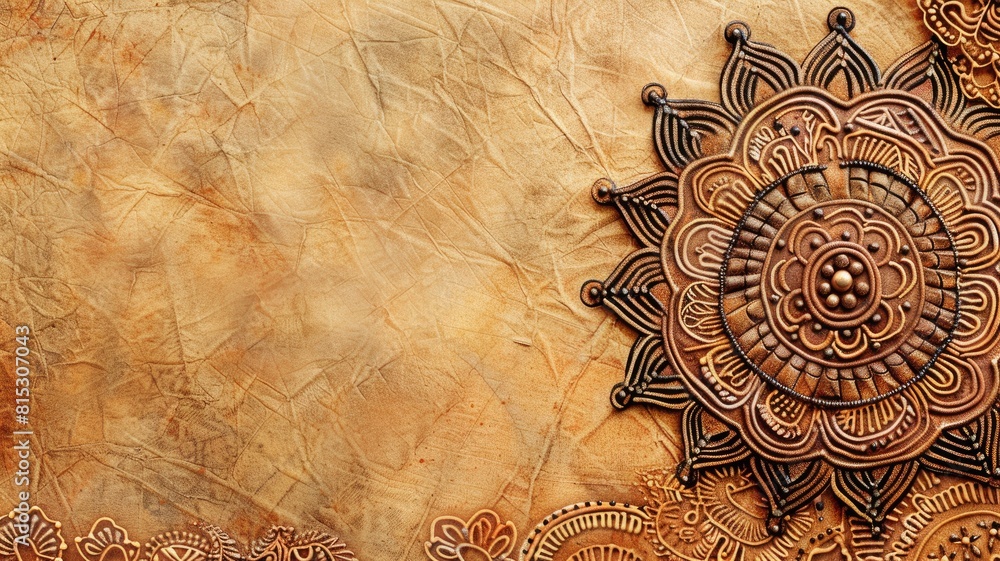 Poster intricate circular patterns on textured beige background