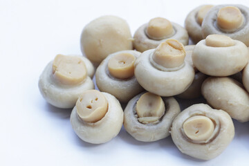 Champignon mushrooms in brine. Canned champignon mushrooms whole