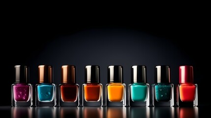 **A set of nail polishes in trendy and vibrant colors